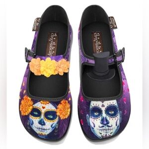 Chocolaticas hot chocolate design Day of the Dead Floral Mary Jane Shoes